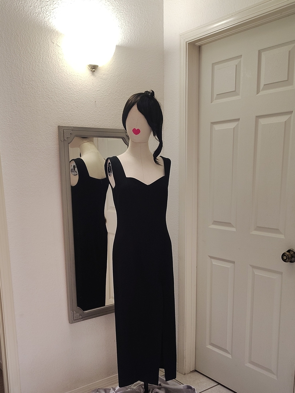 bebe Black Wool Maxi Dress With High Slit
